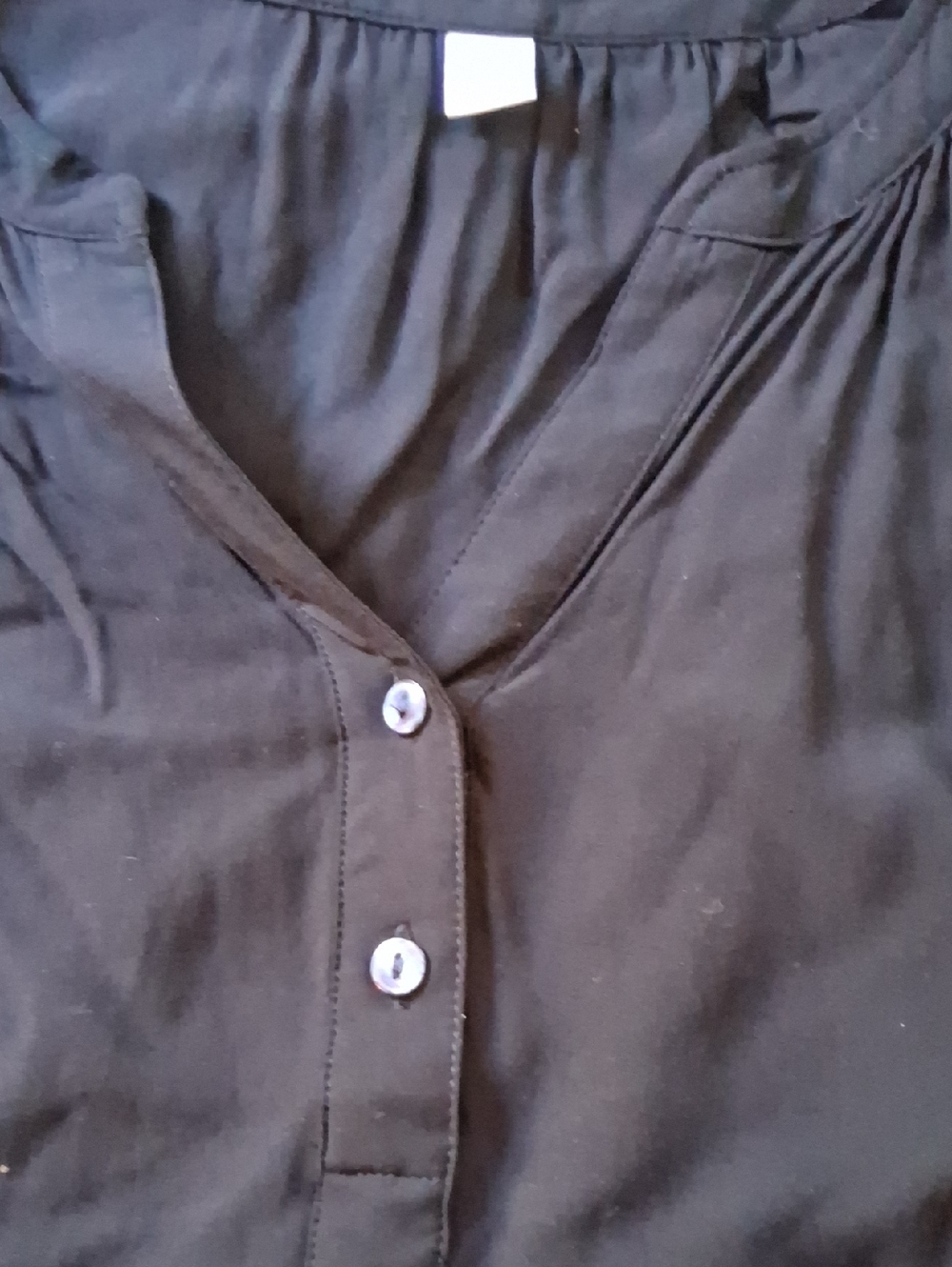 Old Navy Black V-Neck Henley Button-Front Blouse - Picture 5 of 8